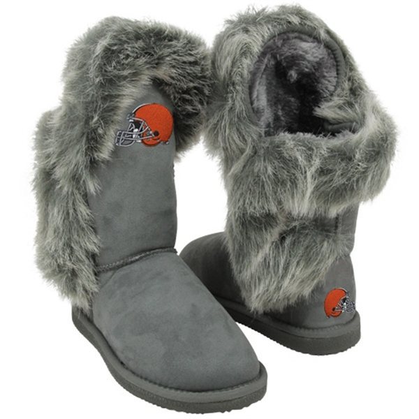 NFL Cleveland Browns Womens Cuce Shoes Ladies Fanatic Boots Gray