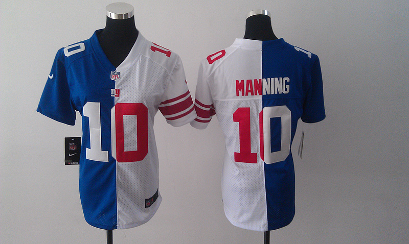 New York Giants #10 Manning Women Half and Half Jersey