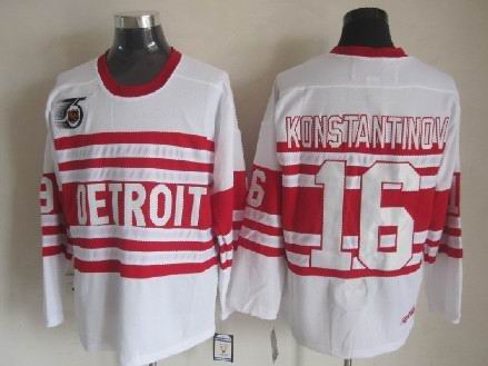 Red Wings 16 Konstantinov Authentic 75th ccm White Jerseys