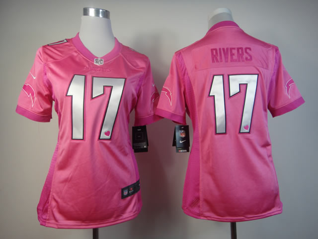 NFL San Diego Chargers #17 Rivers Women Pink Jersey