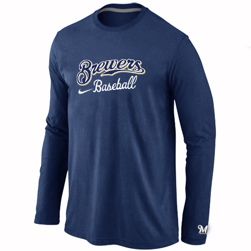 Nike Milwaukee Brewers Long Sleeve T-Shirt D.Blue