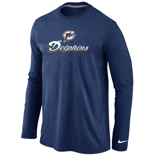 Nike Miami Dolphins Authentic Logo Long Sleeve T-Shirt D.Blue