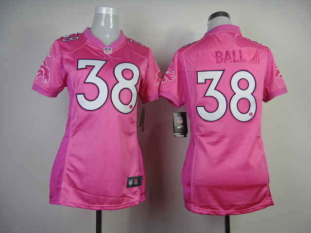 NFL Denver Broncos #38 Ball Women Pink Jersey