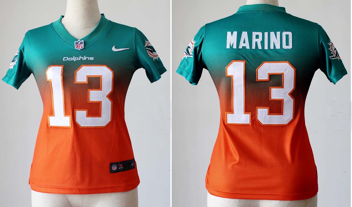 NFL Women Miami Dolphins #13 Marino Fadeaway Jersey