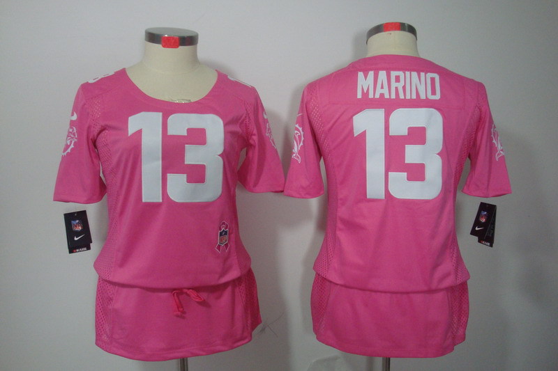 NFL Miami Dolphins #13 Marino Pink Women Breast Cancer Awareness Jersey