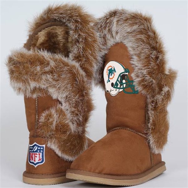 NFL Miami Dolphins Womens Cuce Shoes Ladies Fanatic Boots Brown