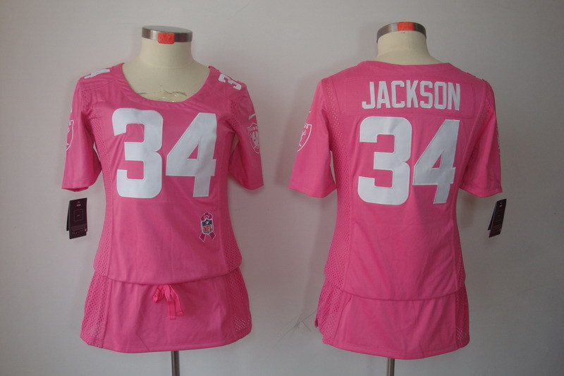 NFL Oakland Raiders #34 Jackson Women  Pink Breast Cancer Awareness Jersey