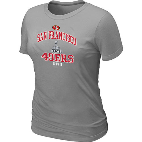  San Francisco 49 ers Super BowlXLVII Heart& Soul L- Grey Womens TShirt 57 