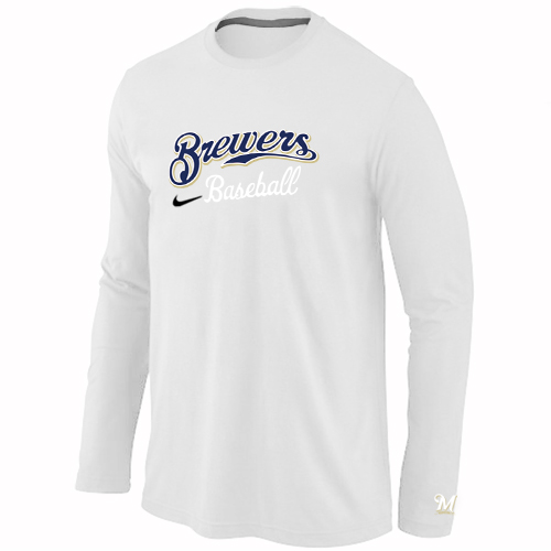 Nike Milwaukee Brewers Long Sleeve T-Shirt White