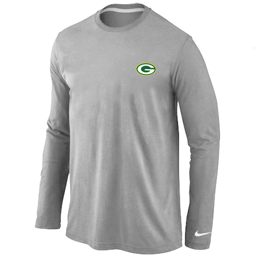 Green Bay Packers Sideline Legend Authentic Logo Long Sleeve T-Shirt Grey