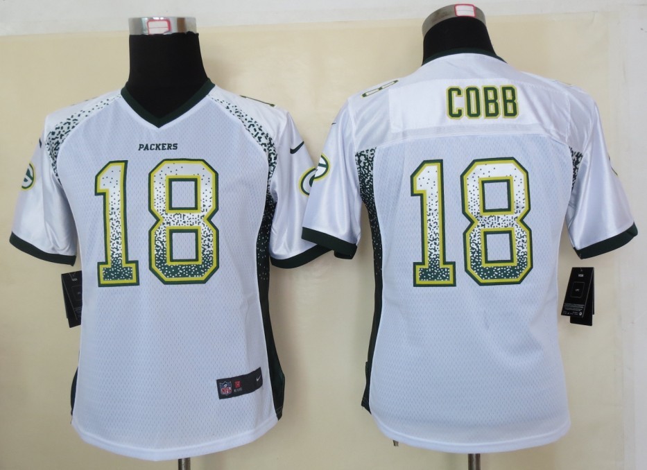 Women 2013 NEW Nike Green Bay Packers 18 Cobb Drift Fashion White Elite Jerseys