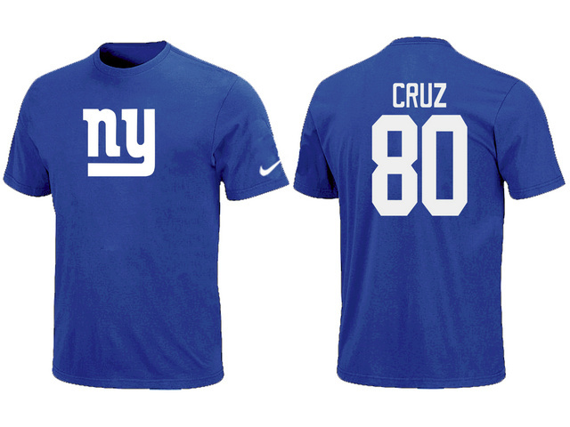  Nike New York Giants Victor Cruz Name& Number TShirt Blue 96 