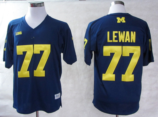 Michigan Wolverines #77 Lewan Blue Jersey