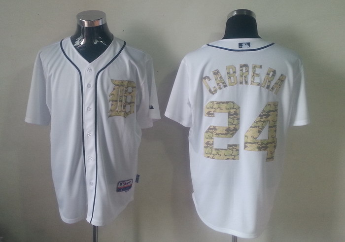 MLB Detroit Tigers 24 Miguel Cabrera White Jerseys Camo Number