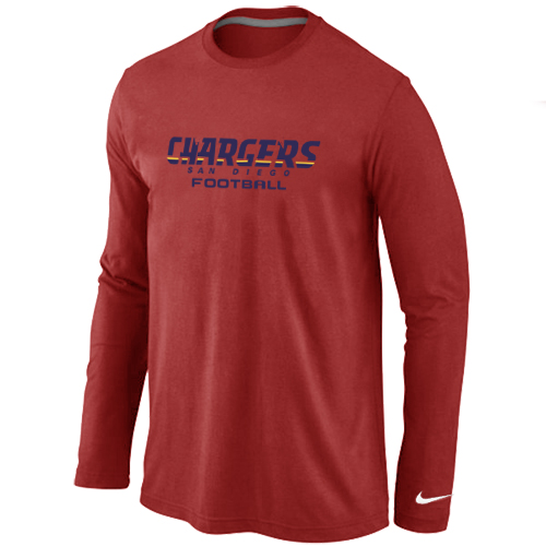 Nike San Diego Charger Authentic font Long Sleeve T-Shirt Red