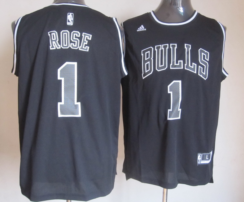 Adidas Chicago Bulls #1 Rose black jersey