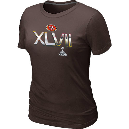  San Francisco  49  ers Super BowlXLVII On Our Way Brown Womens TShirt  49  