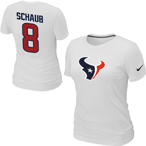 Nike Houston Texans 8 schaub Name& Number White Womens TShirt 24 