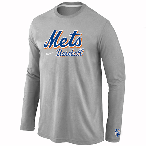 Nike New York Mets Long Sleeve T-Shirt Grey