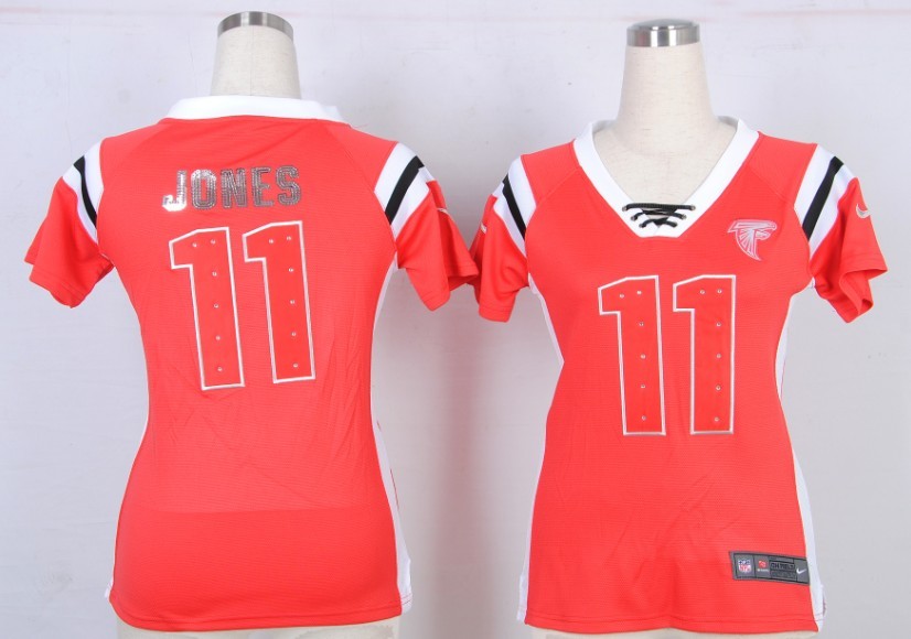 Nike NFL Atlanta Falcons #11 Jones Womens Orange Handwork Sequin lettering 