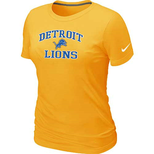 Detroit Lions Womens Heart& Soul Yellow TShirt 36 