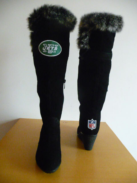 NFL New York Jets Cuce Shoes Womens Cheerleader Boots Black