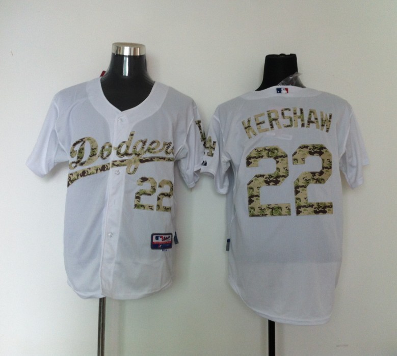 MLB Los Angeles Dodgers #22 Kershaw Camo white jerseys