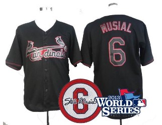 St.Louis Cardinals 6 Stan Musial Pitch Black Fashion Jerseys Stan Musial Memorial PATCH w2013 World Series Patch