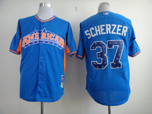 2013 MLB All Star Detroit Tigers #37 Scherzer Jersey Blue