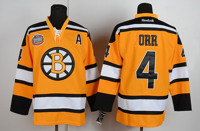 Boston Bruins #4 Orr Yellow Jersey