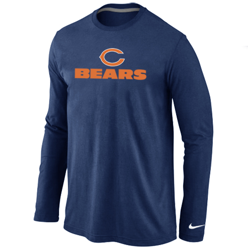 Nike Chicago Bears Authentic Logo Long Sleeve T-Shirt D.Blue