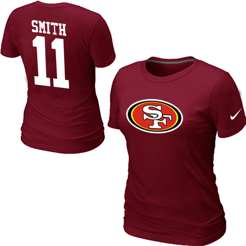 Nike San Francisco 49 ers 11 SMITH Name& Number Womens TShirt Red 146 