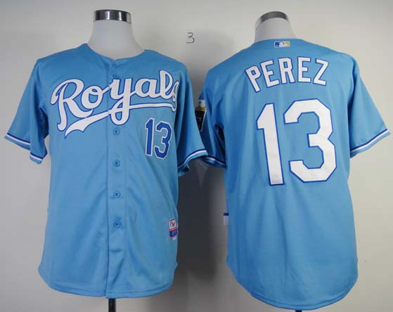 MLB Kansas City Royals #13 Perez Blue Jersey