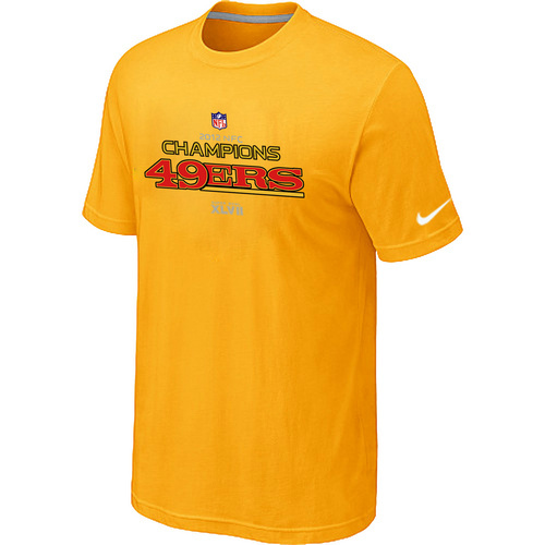  Mens Nike San Francisco 49 ers 2012 NFC Conference Champions Trophy Collection Long Yellow TShirt 80 