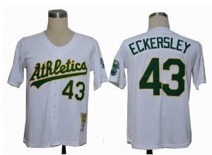 Oakland Athletics #43 Dennis Eckersley White M&N 1989