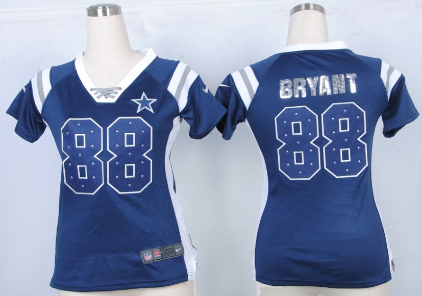 Nike NFL Dallas Cowboys #88 Bryant Womens Blue Handwork Sequin lettering