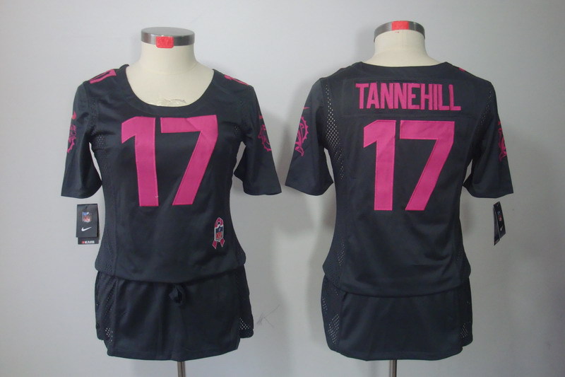 NFL Miami Dolphins #17 Tannehill Grey Women Breast Cancer Awareness Jersey
