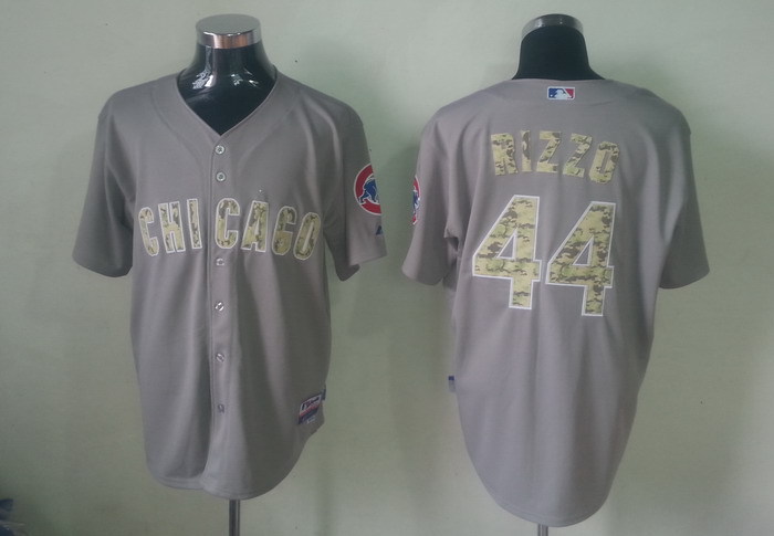 MLB Chicago Cubs 44 Rizzo Grey Jerseys Camo Number