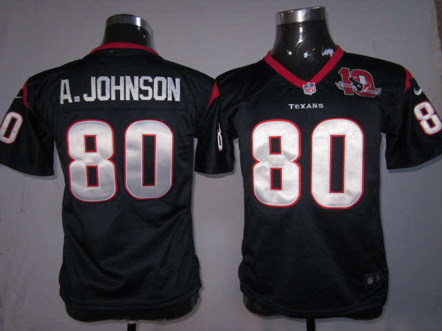 Blue Andre Johnson Nike Texans Youth #80 10th Patch NFL Jersey