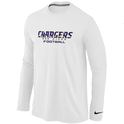 Nike San Diego Charger Authentic font Long Sleeve T-Shirt White