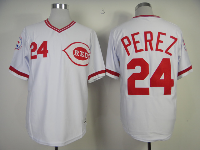 MLB Cincinnati Reds #24 Perez 1976 Throwback Jersey White