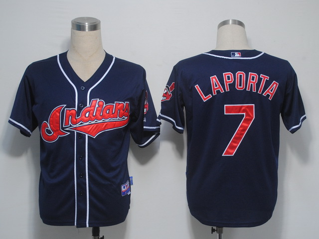 MLB Jerseys Cleveland Indians #7 Laporta Blue Cool Base