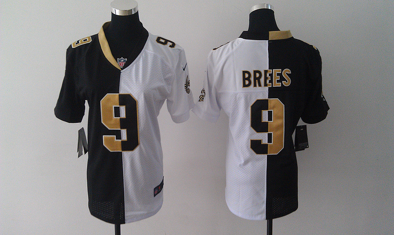 New Orleans Saints #9 Brees Women Half and Half Jersey