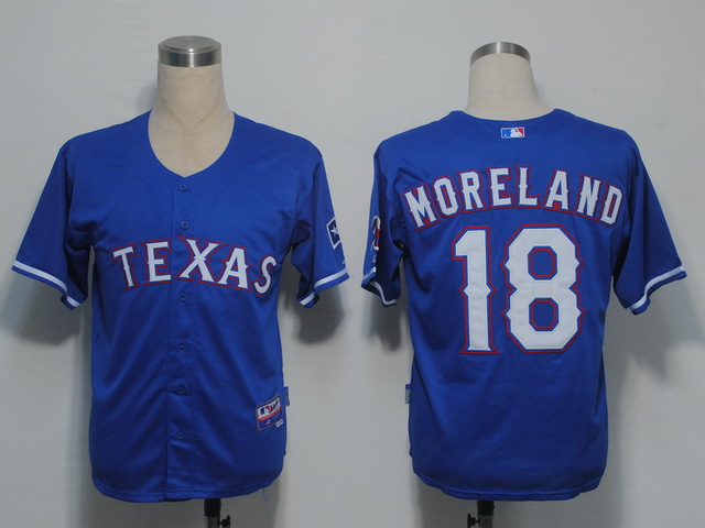 MLB Jerseys Texas Rangers 18 Moreland Blue Cool Base