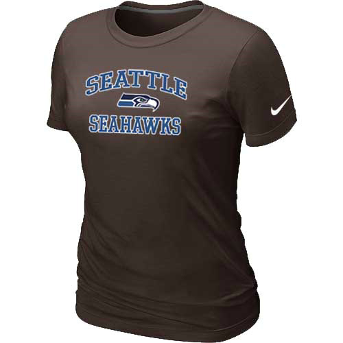  Seattle Seahawks Womens Heart& Soul Brown TShirt 33 