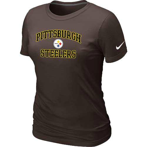  Pittsburgh Steelers Womens Heart& Soul Brown TShirt 38 