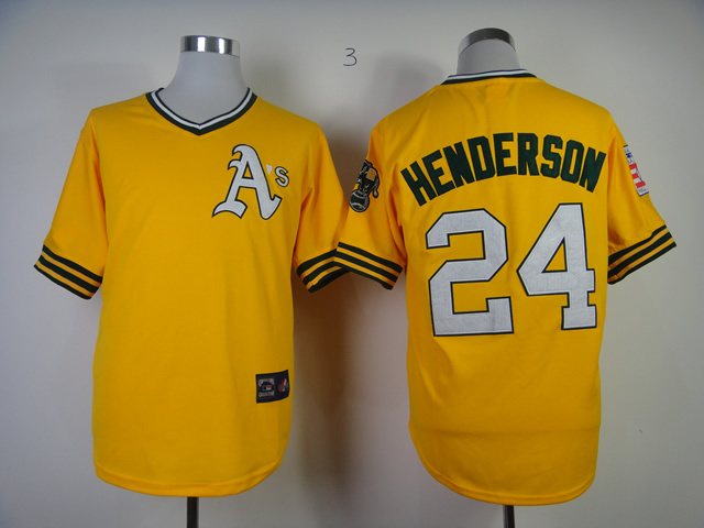MLB Oakland Athletics #24 Henderson Jersey Yellow