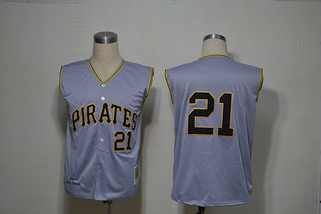 Pittsburgh Pirates #21 Clemente Short Sleeves Jersey - Grey