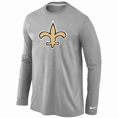 Nike New Orleans Sains Logo Long Sleeve T-Shirt Grey