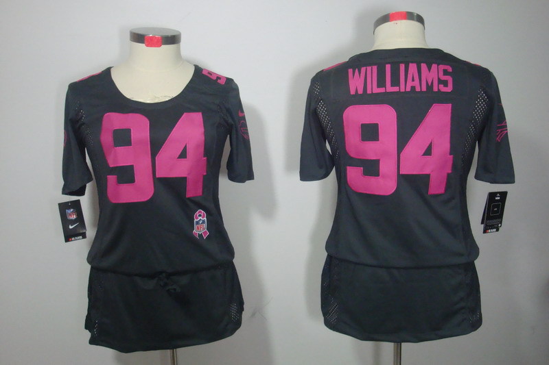 NFL Buffalo Bills #94 Williams Grey Women Breast Cancer Awareness Jersey
